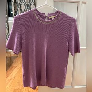 Maje lavender gold embellishment knit tshiry